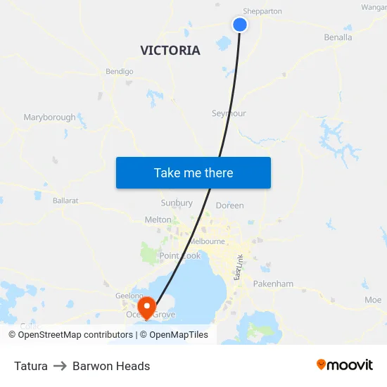 Tatura to Barwon Heads map