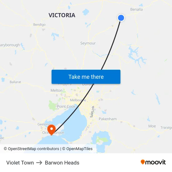 Violet Town to Barwon Heads map