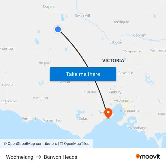 Woomelang to Barwon Heads map