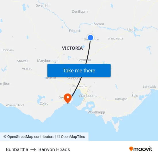 Bunbartha to Barwon Heads map