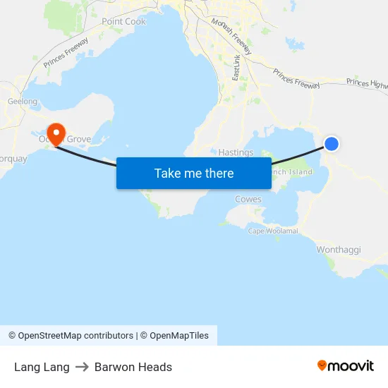 Lang Lang to Barwon Heads map