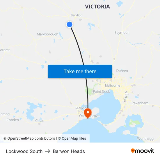 Lockwood South to Barwon Heads map