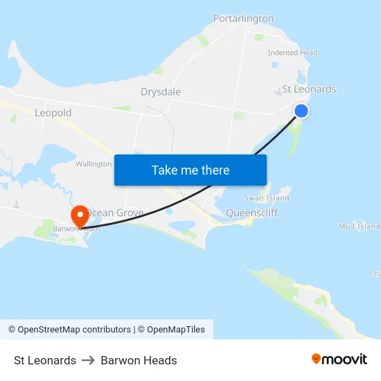 St Leonards to Barwon Heads map
