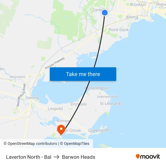 Laverton North - Bal to Barwon Heads map