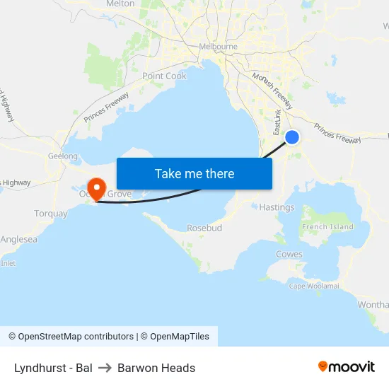 Lyndhurst - Bal to Barwon Heads map