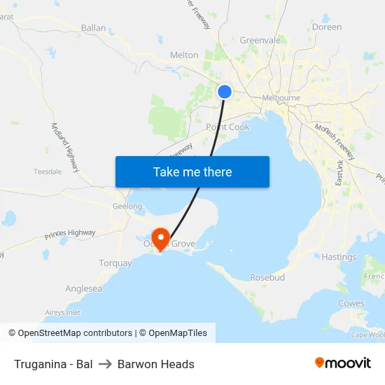 Truganina - Bal to Barwon Heads map