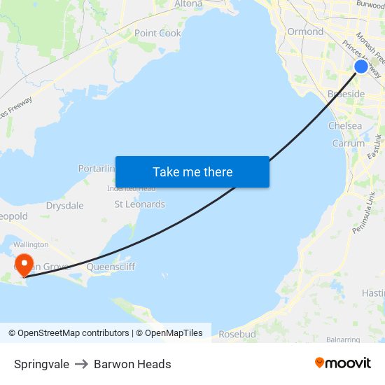 Springvale to Barwon Heads map