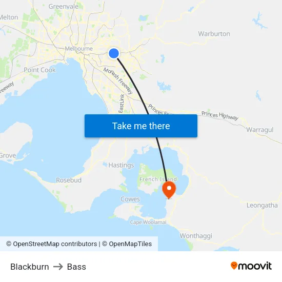 Blackburn to Bass map