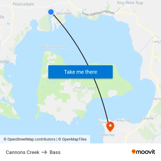 Cannons Creek to Bass map