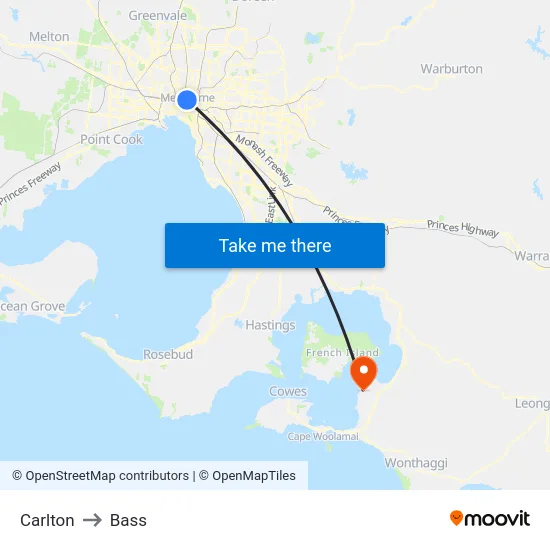 Carlton to Bass map