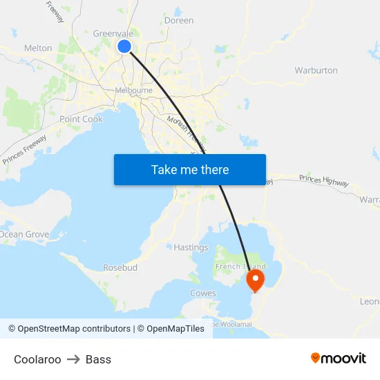Coolaroo to Bass map