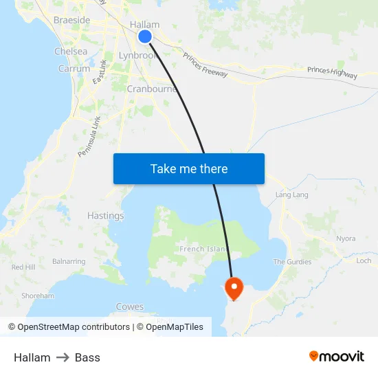 Hallam to Bass map