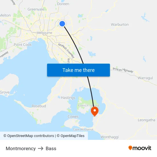 Montmorency to Bass map