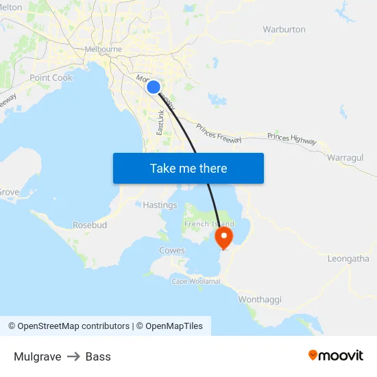 Mulgrave to Bass map