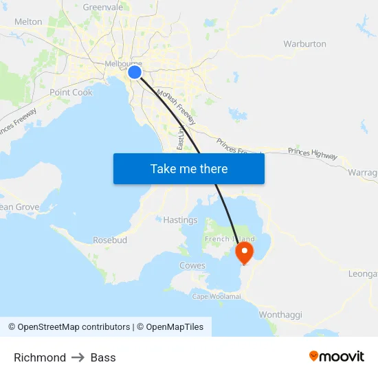 Richmond to Bass map