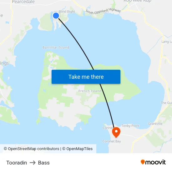 Tooradin to Bass map