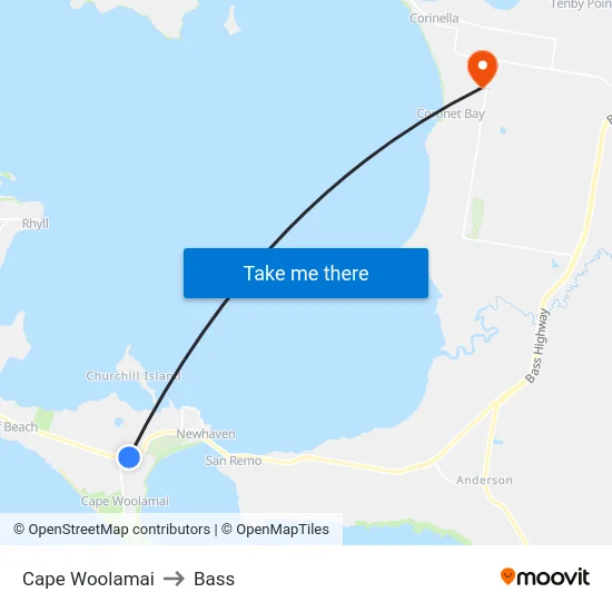 Cape Woolamai to Bass map