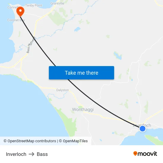 Inverloch to Bass map