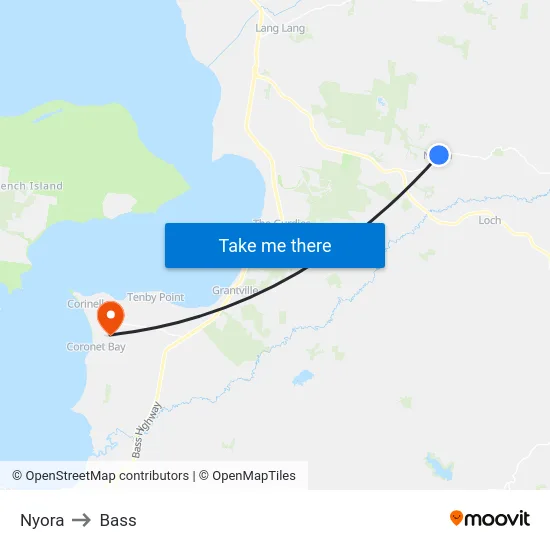 Nyora to Bass map