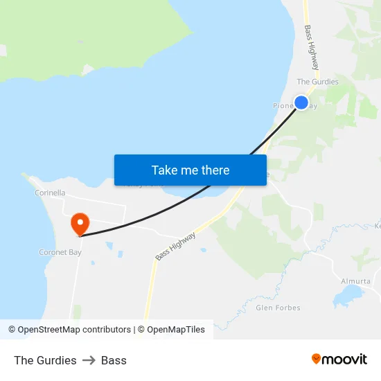 The Gurdies to Bass map