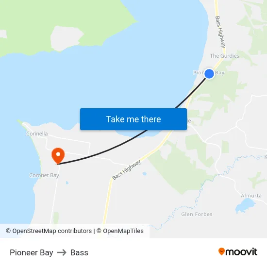 Pioneer Bay to Bass map