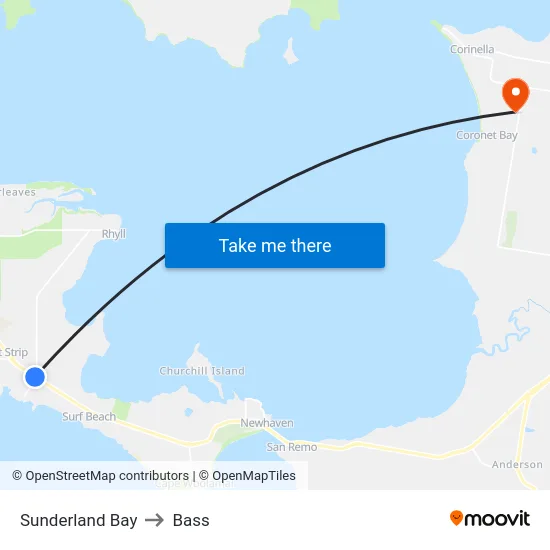 Sunderland Bay to Bass map