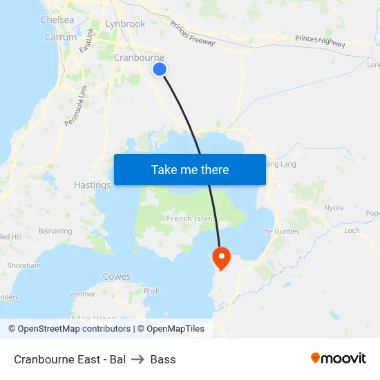 Cranbourne East - Bal to Bass map