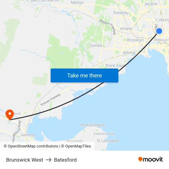 Brunswick West to Batesford map