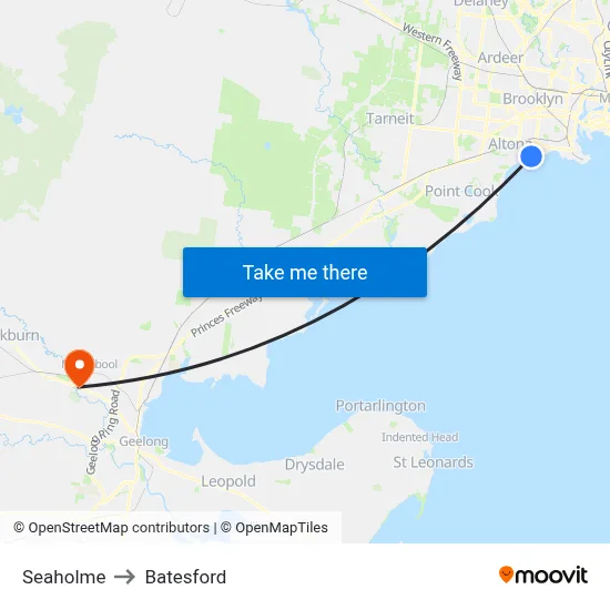 Seaholme to Batesford map