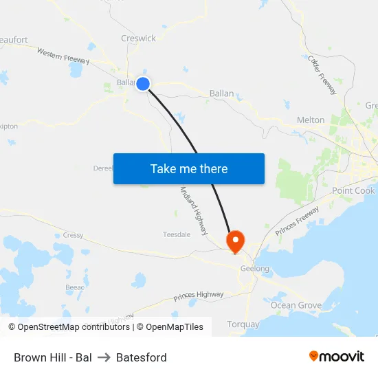 Brown Hill - Bal to Batesford map