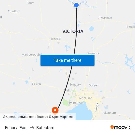Echuca East to Batesford map