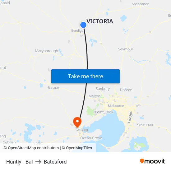 Huntly - Bal to Batesford map