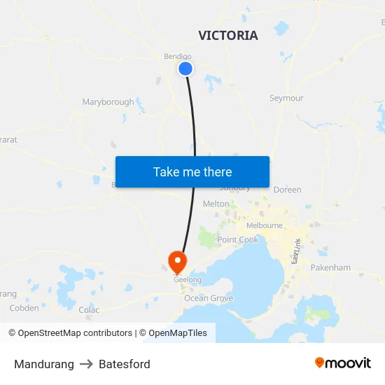 Mandurang to Batesford map