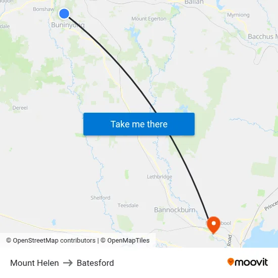 Mount Helen to Batesford map