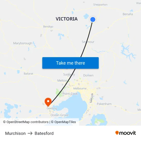 Murchison to Batesford map