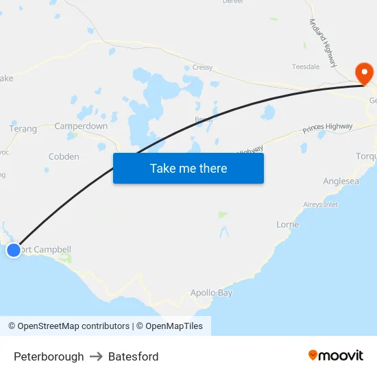 Peterborough to Batesford map