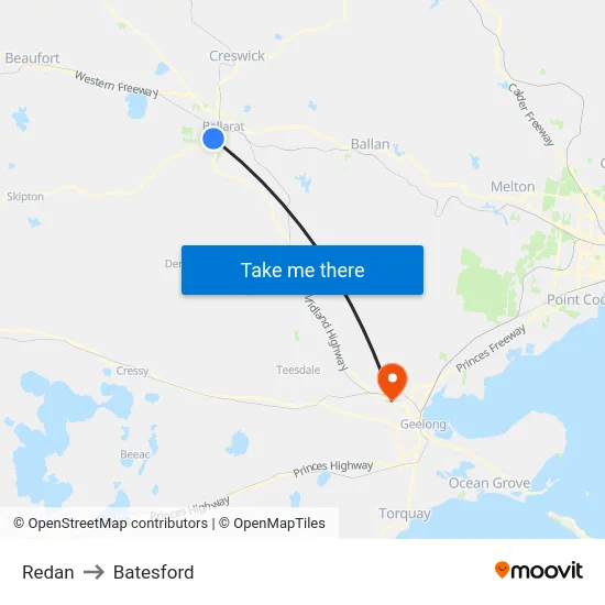 Redan to Batesford map