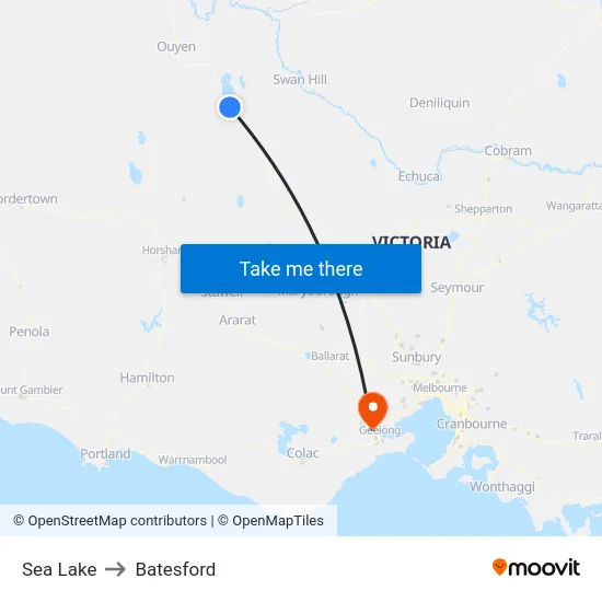Sea Lake to Batesford map