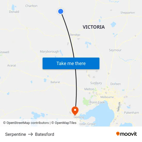 Serpentine to Batesford map