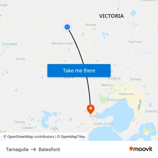 Tarnagulla to Batesford map