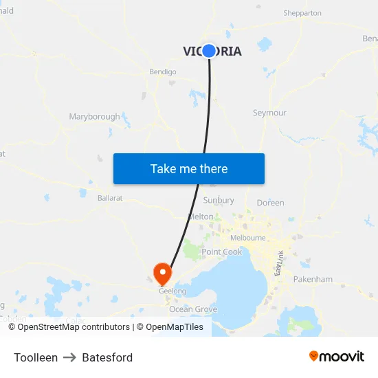 Toolleen to Batesford map