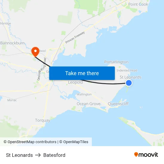 St Leonards to Batesford map