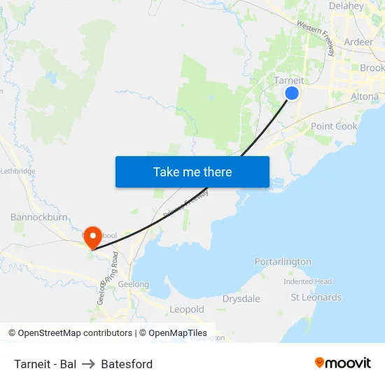 Tarneit - Bal to Batesford map