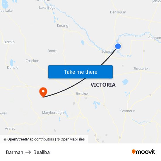 Barmah to Bealiba map