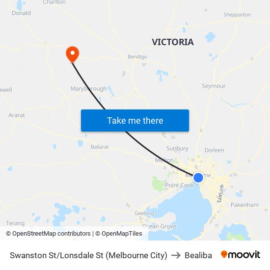 Swanston St/Lonsdale St (Melbourne City) to Bealiba map