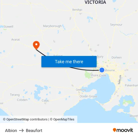 Albion to Beaufort map