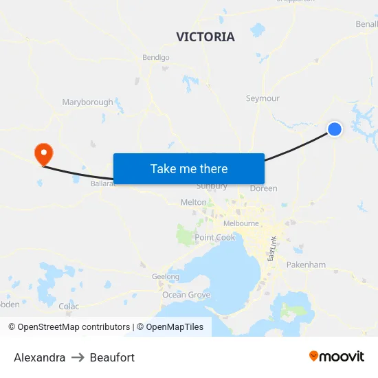 Alexandra to Beaufort map