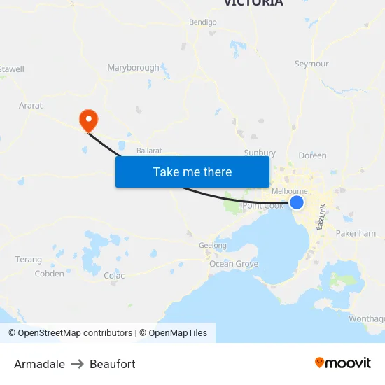 Armadale to Beaufort map