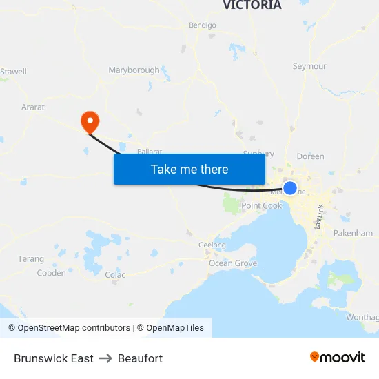 Brunswick East to Beaufort map