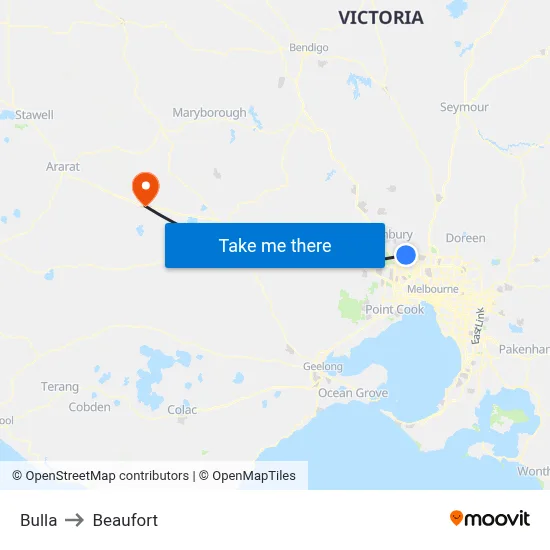 Bulla to Beaufort map